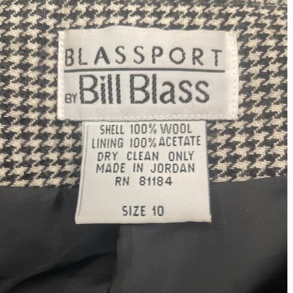 Vintage Bill Blass Women Tweed Jacket 10 Houndstooth Career Professional‎ Blazer - Picture 2 of 10
